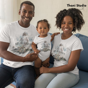 Camiseta Ele é Risen Páscoa Religiosa Cruz Cristã