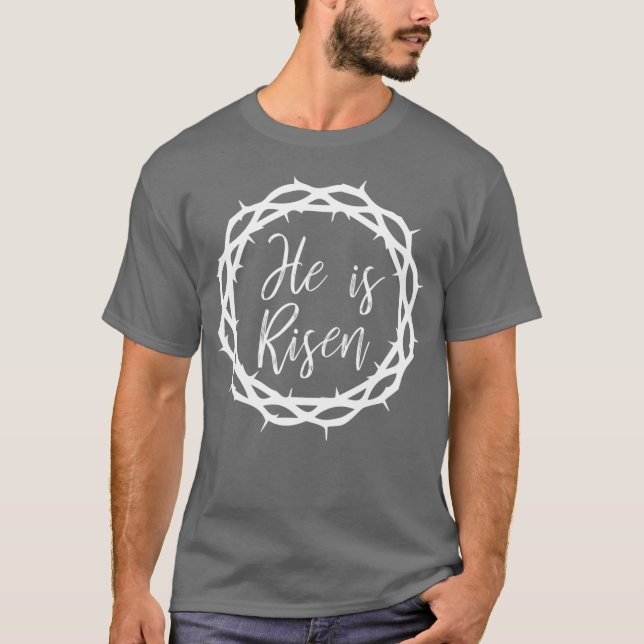Camiseta Ele é Risen Resurretion Christian Páscoa (Frente)