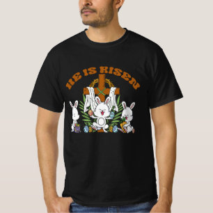 Camiseta Ele é Risen Trendy Christian Easter Bunny Sob Fa