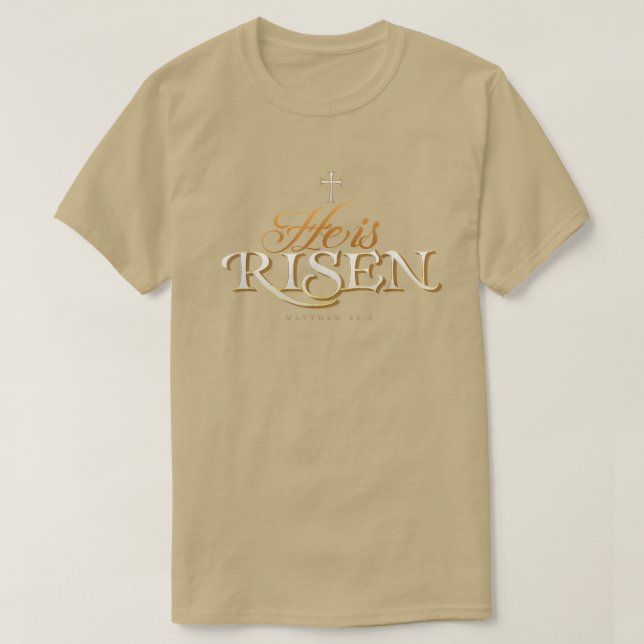 Camiseta Ele é RisenEaster Jesus 87 (Frente do Design)