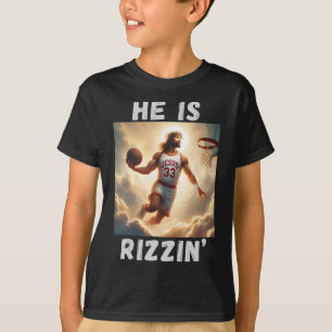 Camiseta Ele É Rizin Engraçado Jesus Jogando Basquetebol