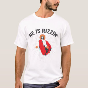 Camiseta Ele é Rizzin Funny GenZ Páscoa de basquete domingo