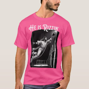 Camiseta Ele É Rizzin Jesus Jogando Baseball Engraçado Espo