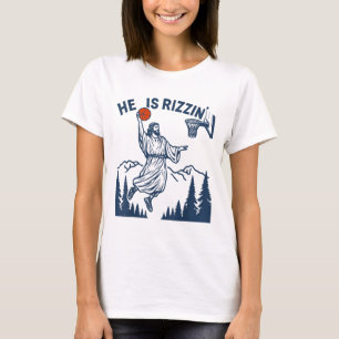 Camiseta Ele É Rizzin Páscoa Engraçado Bysketbyll Cristão R