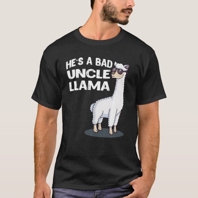 Camiseta Ele é uma família má do tio Llama Aniversário Alpa (Frente)