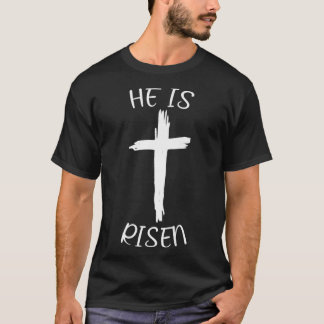 Camiseta Ele Está Riscado Páscoa Cristã Feliz Jesus Cruzand