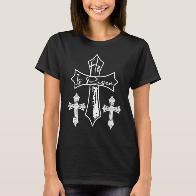 Camiseta Ele Está Riscado, Páscoa, Dia da Páscoa, Dia do Fe (Frente)