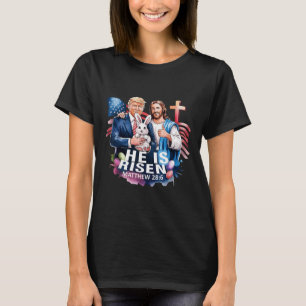 Camiseta Ele Está Risen Jesus Engraçado Nos Põe Na Bandeira