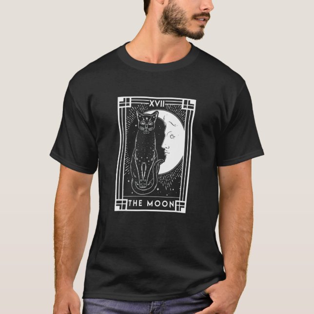 Camiseta Ele Lua Arot Cartão Crescente Gato Noite Halloween (Frente)