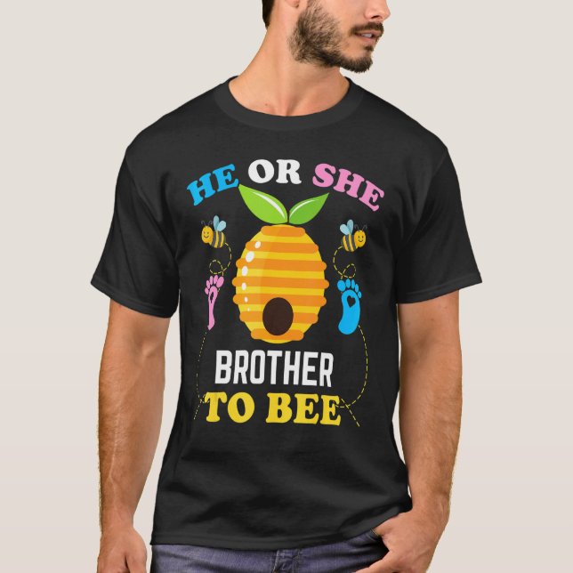 Camiseta Ele Ou Ela Irmão Para Ser Sexo Revele O Bebê Annou (Frente)