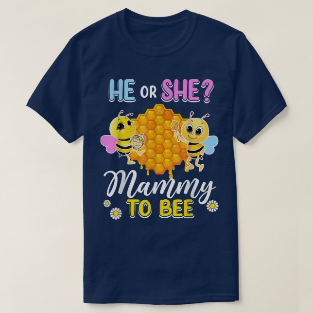 Camiseta Ele Ou Ela Mammy Para Ser Sexo Revele Chá de frald (Frente do Design)