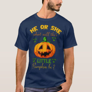 Camiseta Ele Ou Ela Pumpkin Gênero Revelou Festa Halloween