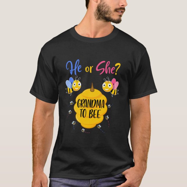 Camiseta Ele Ou Ela Vovó Para Ser Sexo Revela Chá de fralda (Frente)