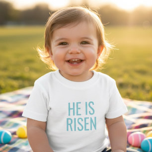 Camiseta Ele Ressuscitou Criança de Páscoa Cristã