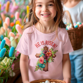 Camiseta Ele Ressuscitou Floral Cruz Aquarela de Páscoa