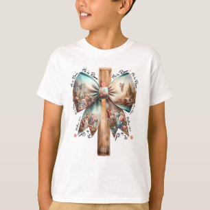 Camiseta Ele Ressuscitou Jesus Coquette Laço Páscoa Cruz Mu