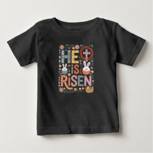 Camiseta Ele Ressuscitou Jesus Floral Coelho da Páscoa Boni