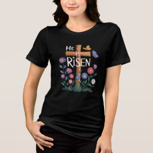 Camiseta Ele Ressuscitou Jesus Floral Cristão Páscoa