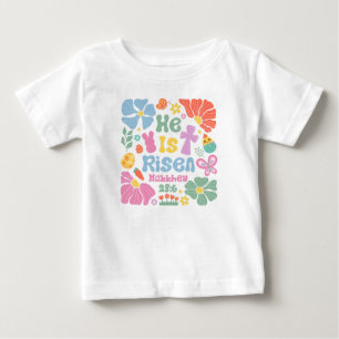 Camiseta "Ele Ressuscitou" Mateus 28:6 Boho Floral Páscoa
