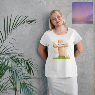 Camiseta Ele Ressuscitou Mateus 28:6 Cruz Cristã