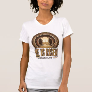 Camiseta Ele Ressuscitou Mateus 28 6 Design Cristão Vintage