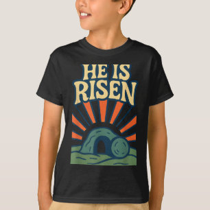 Camiseta Ele Ressuscitou Mateus 28_6 Retro Cristão 