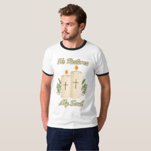 Camiseta Ele restaura minha Bíblia de alma e fala o dedo do