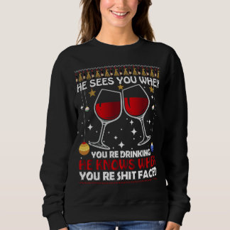 Camiseta Ele te vê quando você é bebendo, Feliz Natal