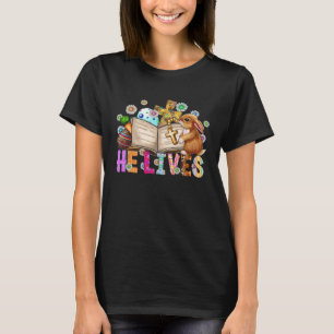 Camiseta Ele Vive Cruz de Páscoa Jesus Dia de Páscoa Religi
