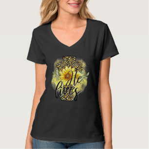 Camiseta Ele Vive Girassóis Fé Jesus Cruzando Ea Cristã