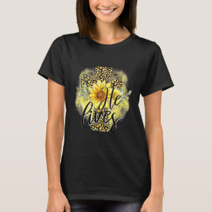 Camiseta Ele Vive Girassóis Fé Jesus Cruzando Ea Cristã