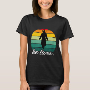 Camiseta Ele Vive Versículo Bíblico da Ressurreição de Jesu