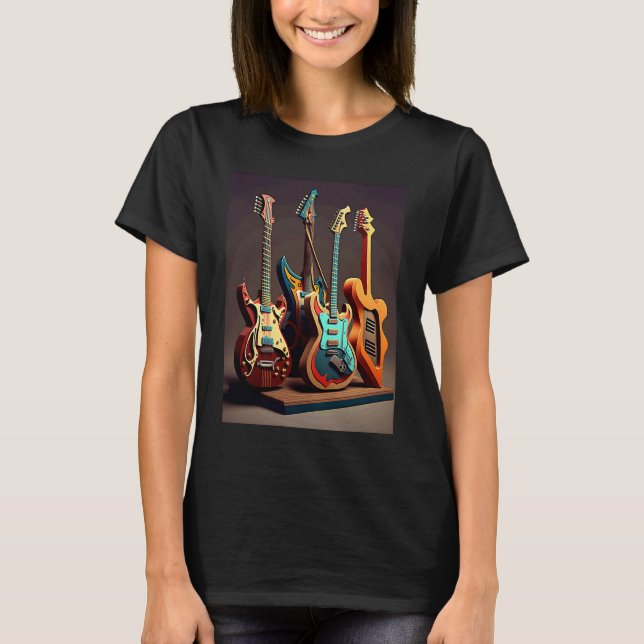 Camiseta Electric Guitar Collection Cool Electric Guitars F (Frente)