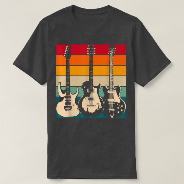 Camiseta Electric Guitar Player Guitarist Rock Musician Ret (Frente do Design)