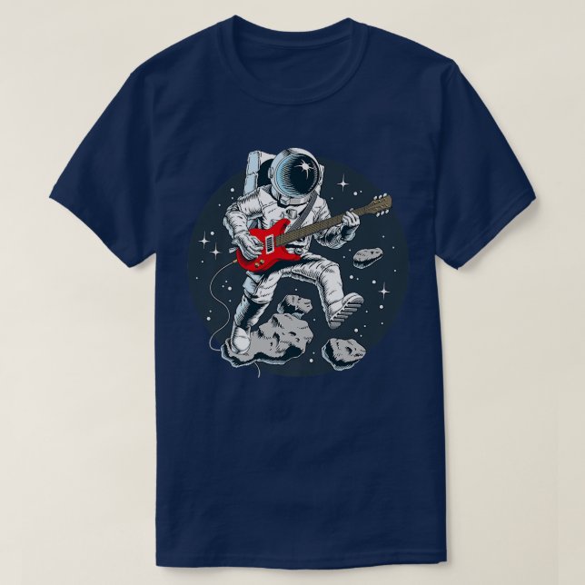 Camiseta Electric Guitar Player Guitarist Rock Spaceman Ast (Frente do Design)