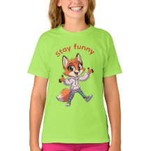 Camiseta Electric Lime Fique Divertido Cartoon Fox