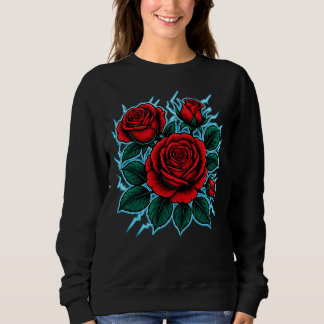 Camiseta Electric Roses | Red Rose & Lightning Bolt Graphic
