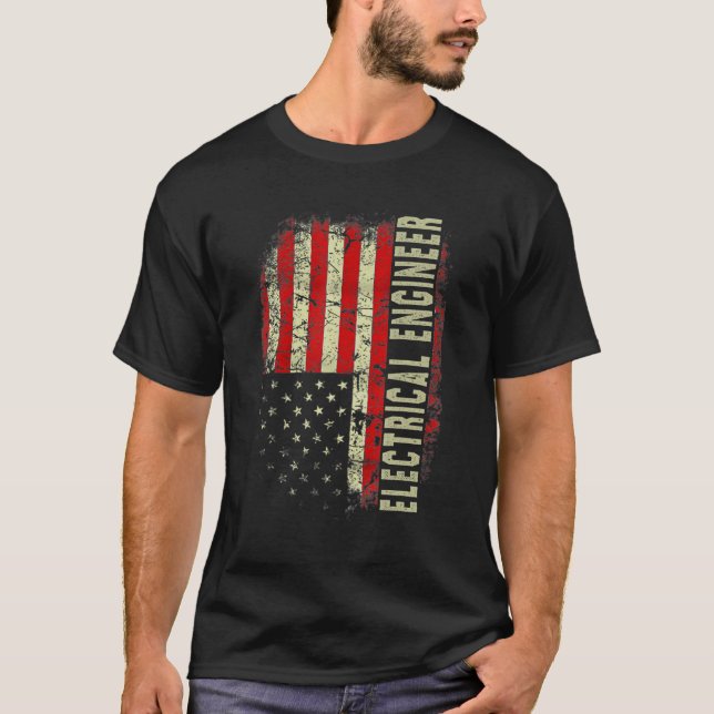 Camiseta Electrical Engineer 4th July US Flag Patriotic Eng (Frente)