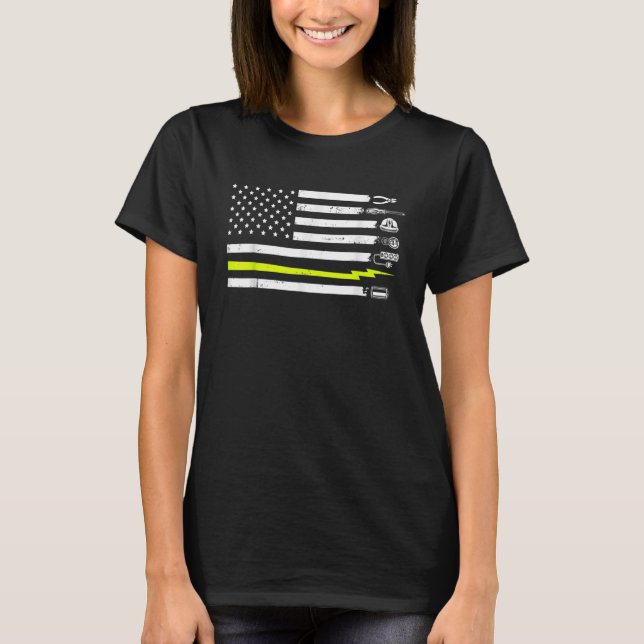 Camiseta Electrician American US Flag Tools For Electrician (Frente)