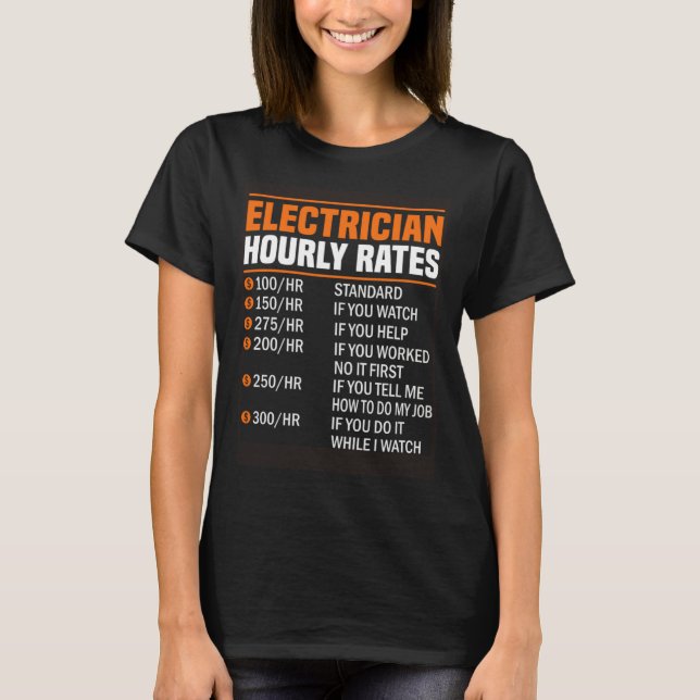 Camiseta Electrician Hourly Rate Electrical Engineer Linema (Frente)