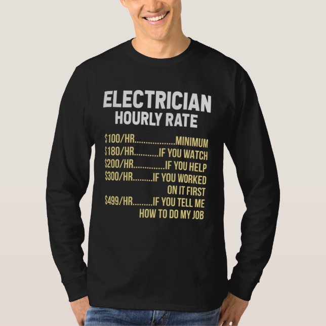 Camiseta Electrician Hourly Rate Electrical Engineer Linema (Frente)