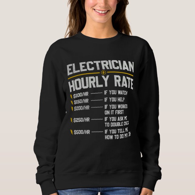 Camiseta Electrician Hourly Rate Humor (Frente)