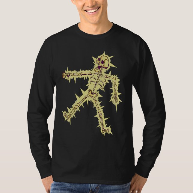 Camiseta Electrocuted Skeleton Halloween (Frente)