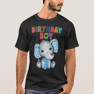 Camiseta Elefante 7 Birthday Boy Kids 7 Anos Elefan