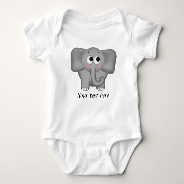 Camiseta Elefante adorável - Onsie infantil personalizado (Frente)