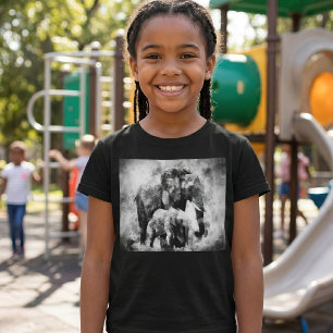 Camiseta Elefante Africano a Preto e Branco