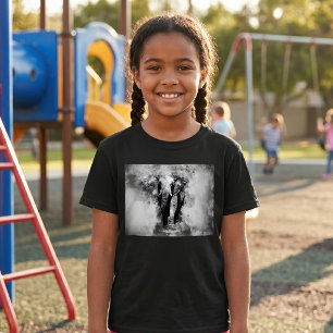 Camiseta Elefante Africano Aquarela Preto e Branco