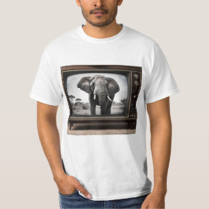 Camiseta Elefante Africano Na Televisão Analógica,