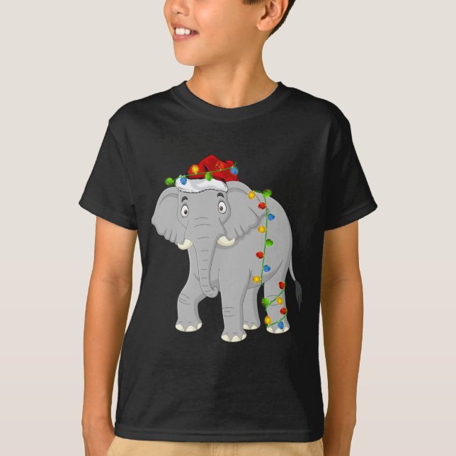 Camiseta Elefante Amante de os animais Xmas Santa Hat Chri (Frente)