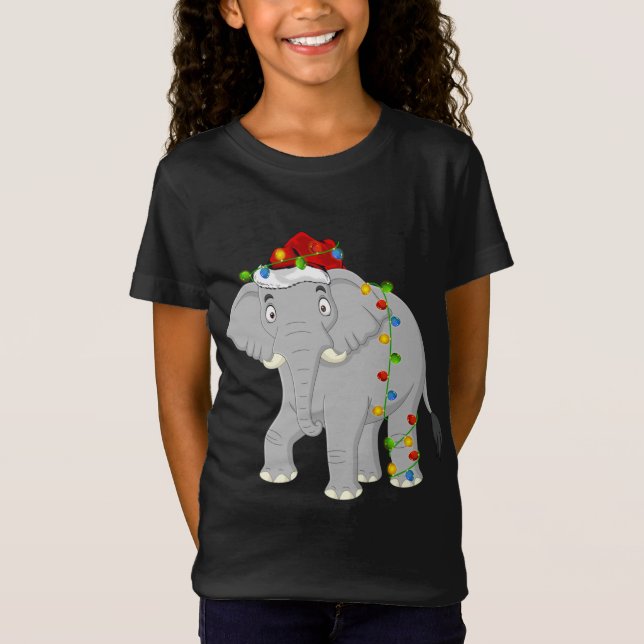 Camiseta Elefante Amante de os animais Xmas Santa Hat Chri (Frente)
